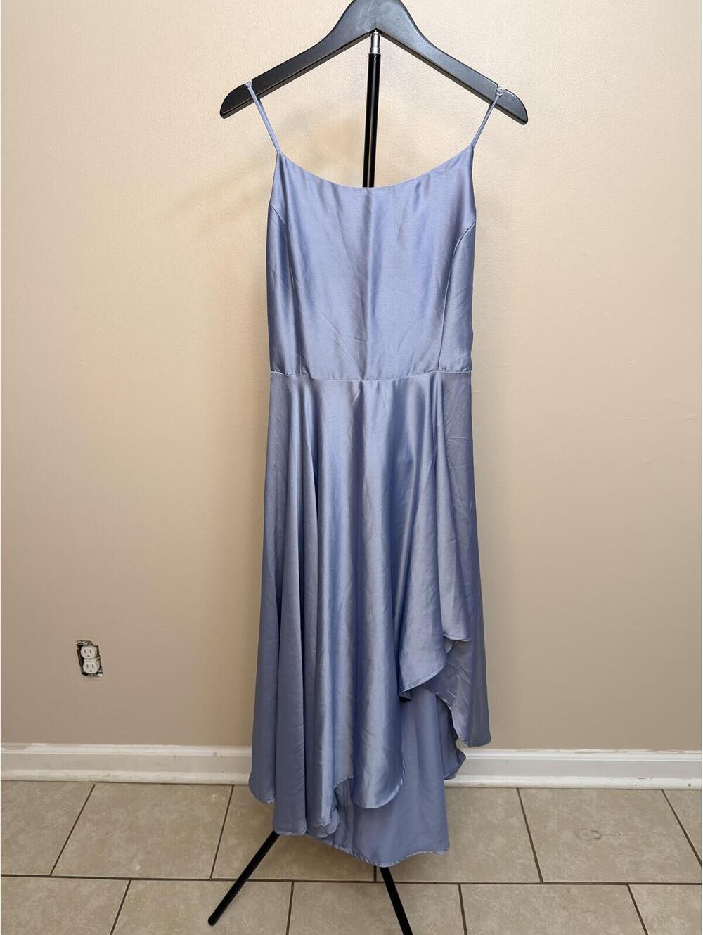 Lulu’s Dusty Blue Satin Midi Dress Women’s XL Open Back Tie Formal Dress